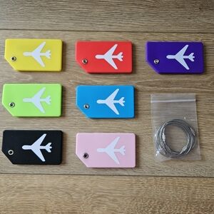 Colorful Silicone Luggage Name Information Tags – Set of 7 Travel ID Bag Tags